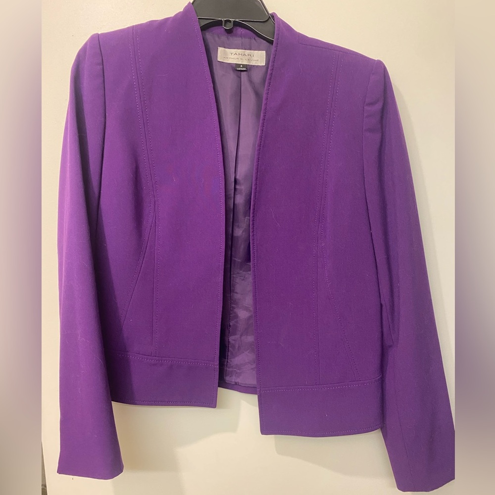 Tahari Purple Blazer Elegant Suit Jacket